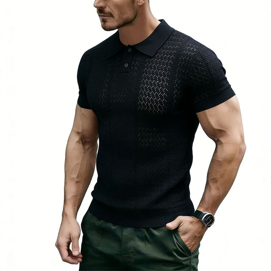 Men's Textured Knit Polo Shirt