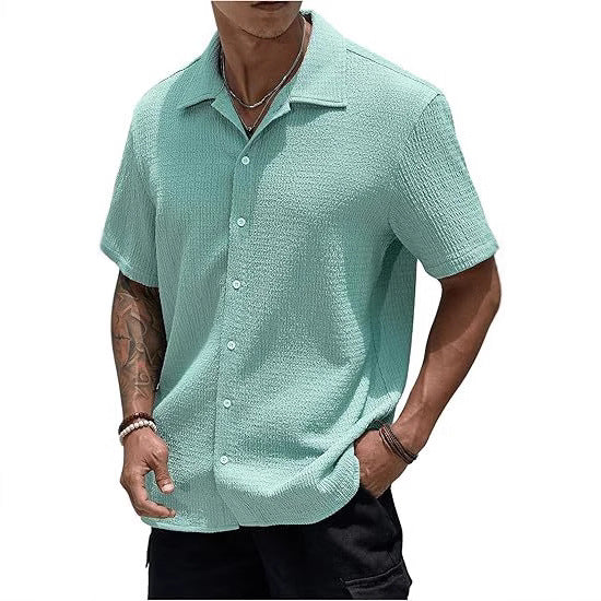 Men's Oversized Textured Button Shirt