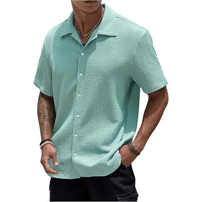 Men's Oversized Textured Button Shirt
