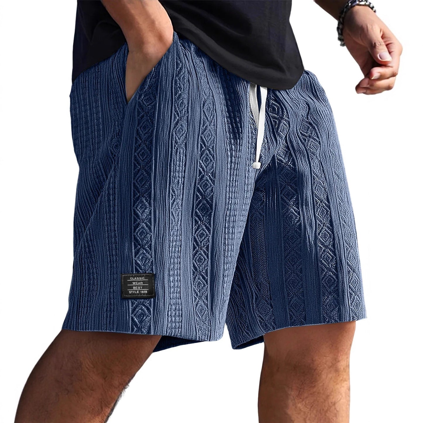 Men's Jacquard Straight-Leg Casual Shorts
