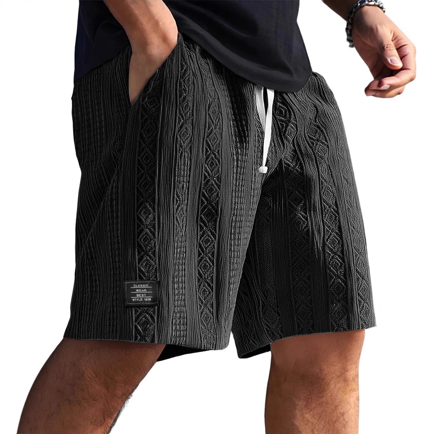 Men's Jacquard Straight-Leg Casual Shorts