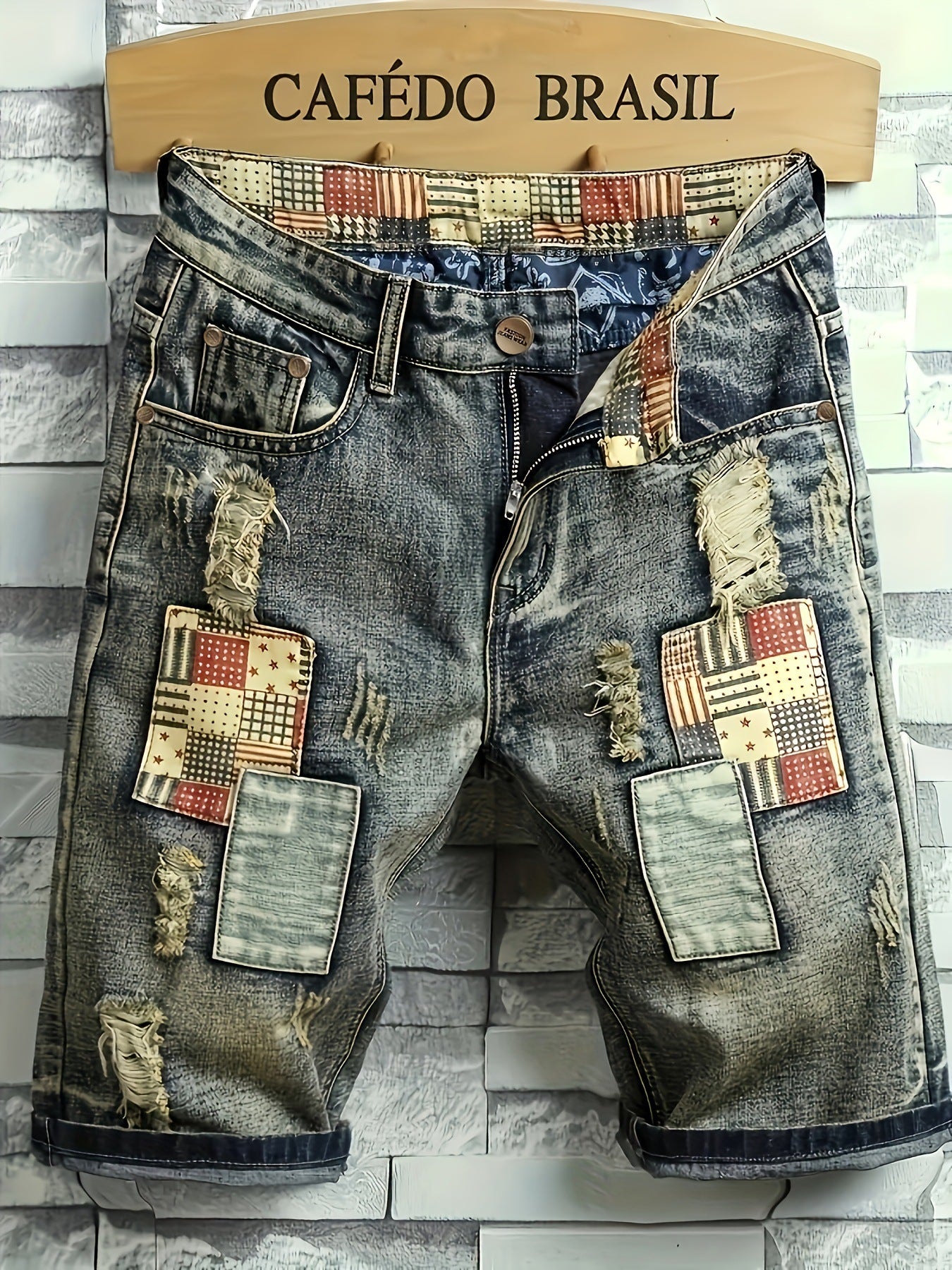 Men’s Ripped Denim Shorts