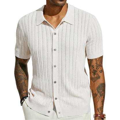 Breathable Hollow Knit Polo Shirt
