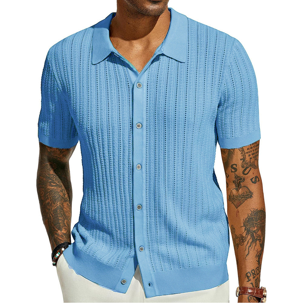 Breathable Hollow Knit Polo Shirt