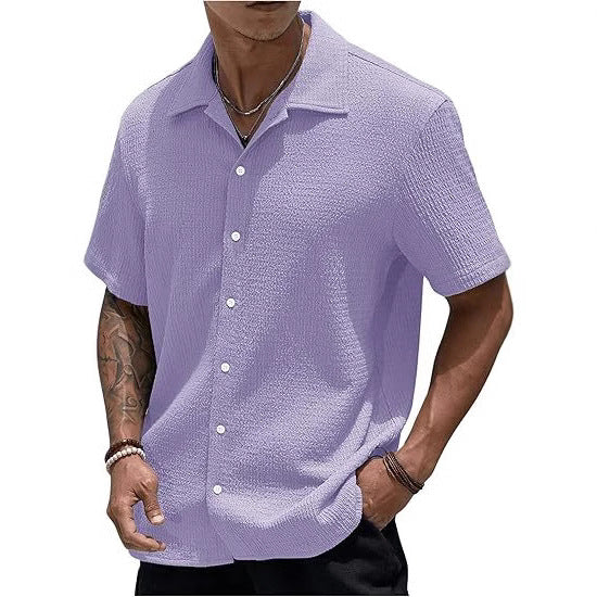Men's Oversized Textured Button Shirt