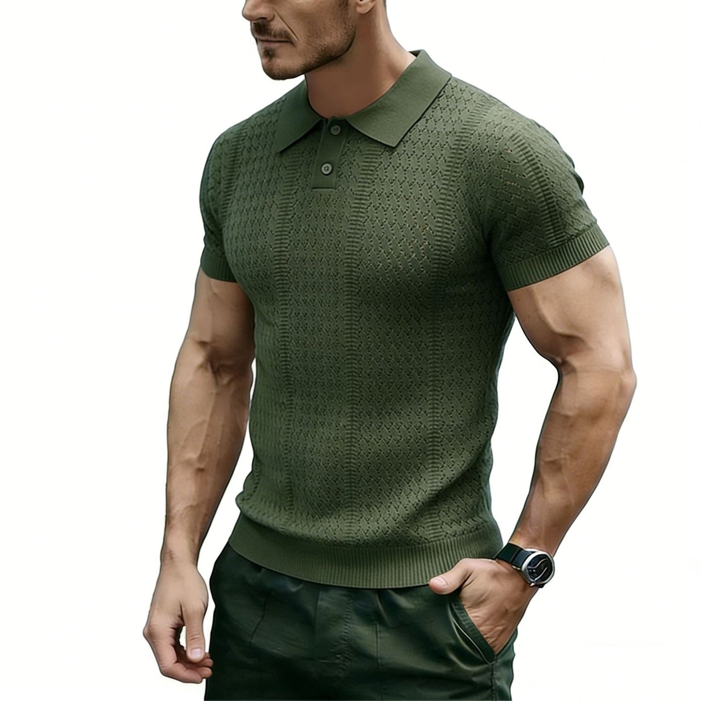 Men's Textured Knit Polo Shirt