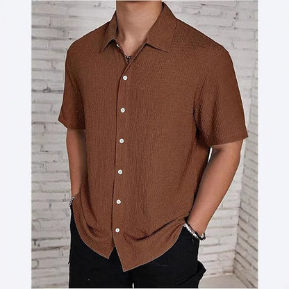 Men's Oversized Textured Button Shirt