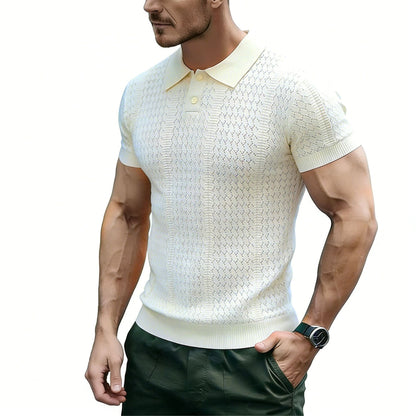 Men's Textured Knit Polo Shirt