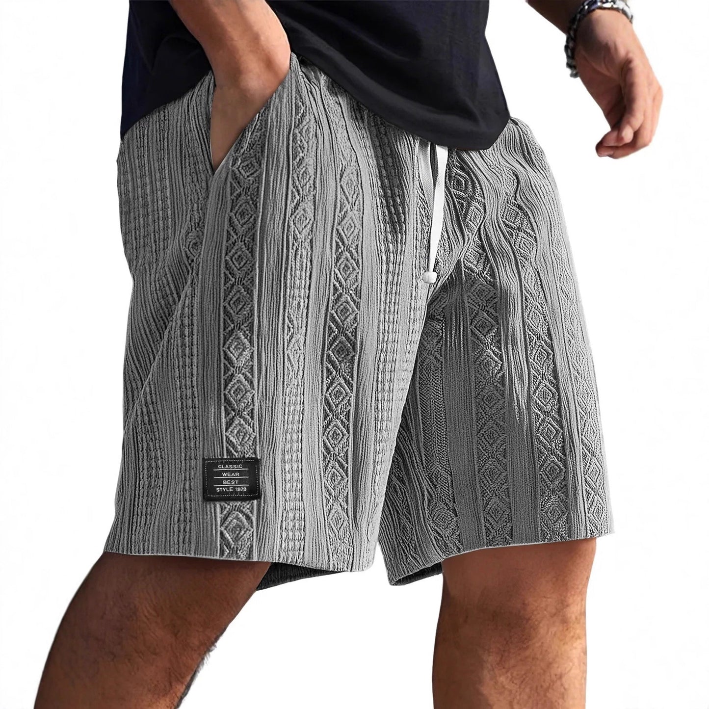 Men's Jacquard Straight-Leg Casual Shorts