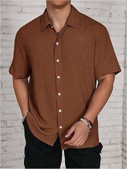 Men's Oversized Textured Button Shirt