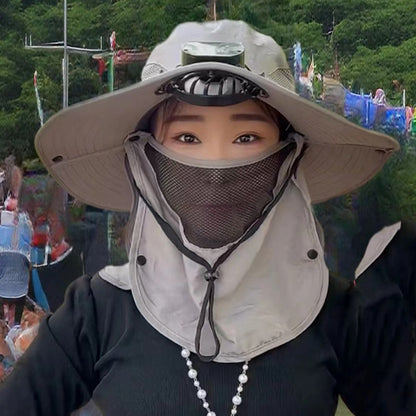 USB Rechargeable Sun Protection Hat with Cooling Fan