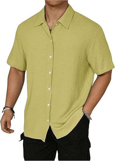 Men's Oversized Textured Button Shirt