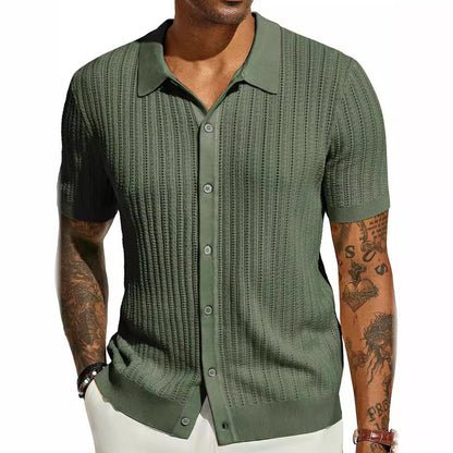 Breathable Hollow Knit Polo Shirt