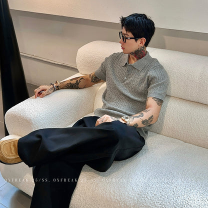 Men's Textured Knit Polo Shirt
