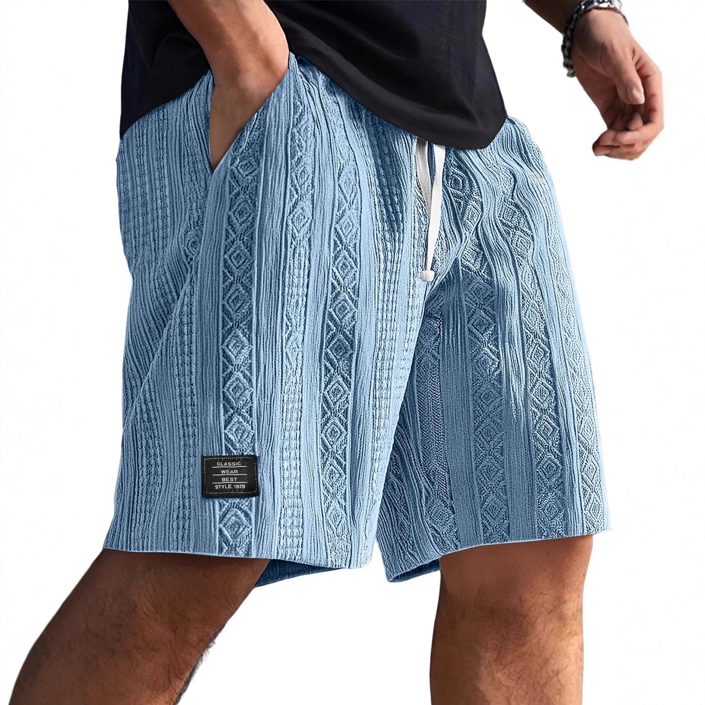 Men's Jacquard Straight-Leg Casual Shorts