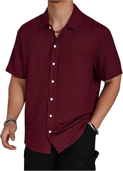 Men's Oversized Textured Button Shirt