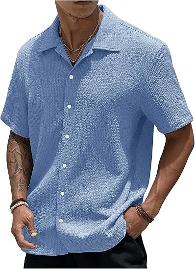 Men's Oversized Textured Button Shirt