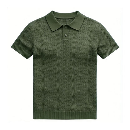Men's Textured Knit Polo Shirt
