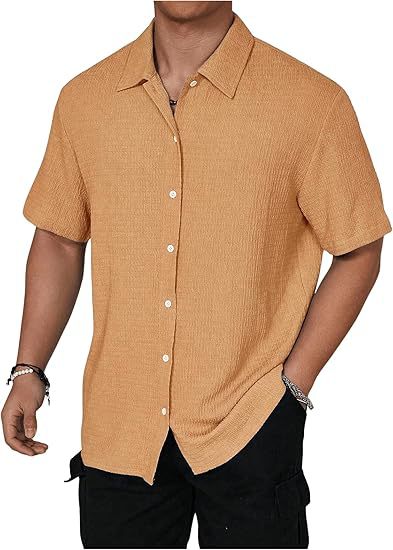 Men's Oversized Textured Button Shirt