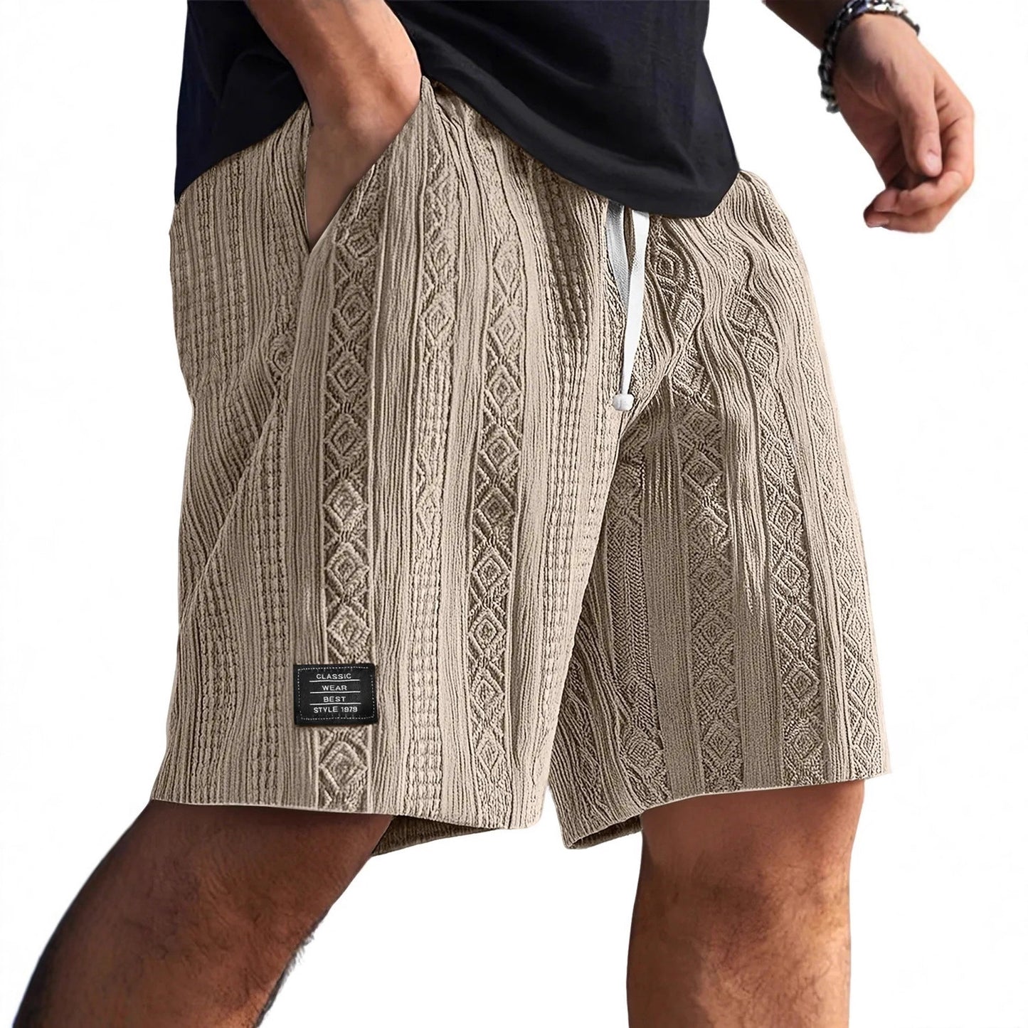 Men's Jacquard Straight-Leg Casual Shorts
