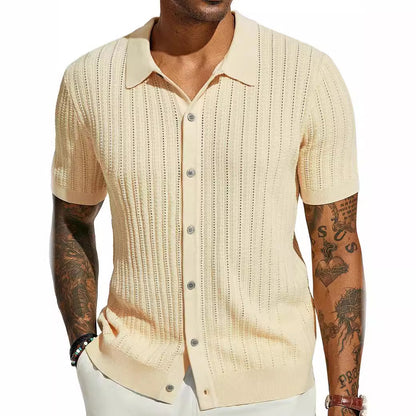 Breathable Hollow Knit Polo Shirt