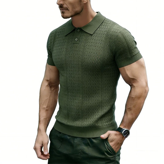 Men's Textured Knit Polo Shirt