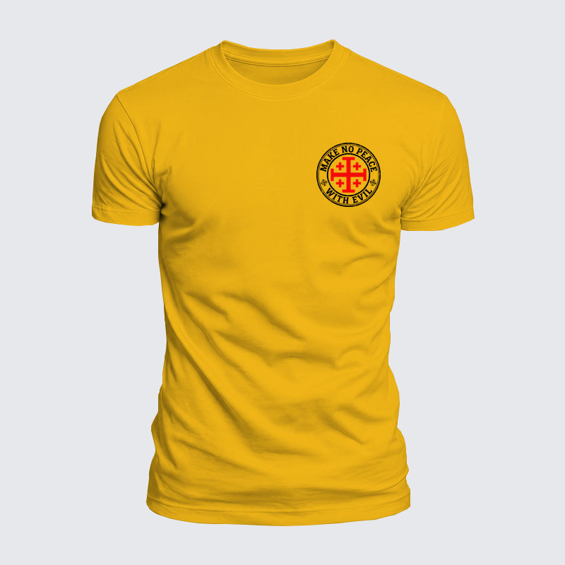 Luxe Mercerized Cotton Tee - Make No Peace with Evil Knight Templar Jerusalem Cross
