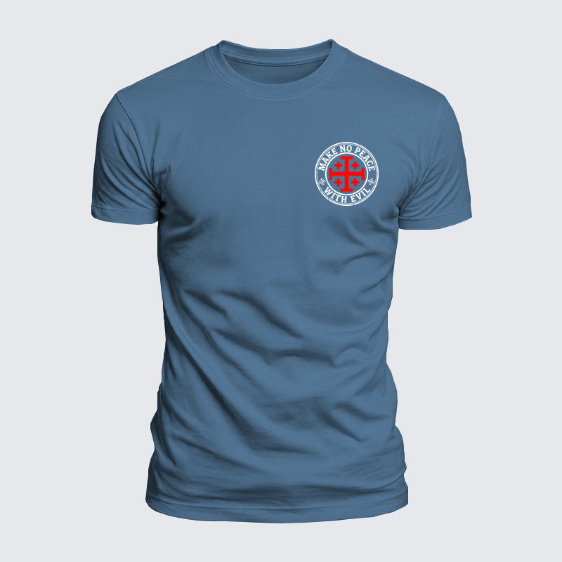 Luxe Mercerized Cotton Tee - Make No Peace with Evil Knight Templar Jerusalem Cross