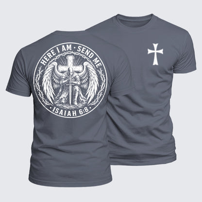 Luxe Mercerized Cotton Tee - Here I Am Send Me Isaiah 6:8 Knight Templar Crusader