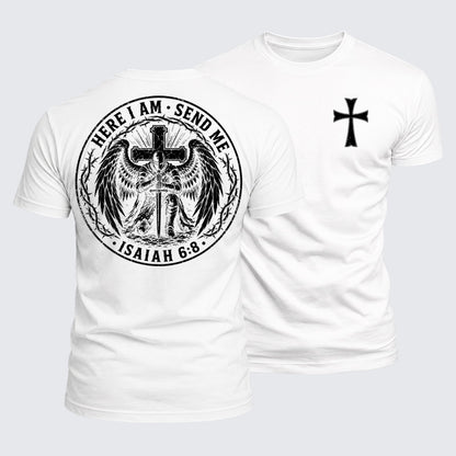 Luxe Mercerized Cotton Tee - Here I Am Send Me Isaiah 6:8 Knight Templar Crusader