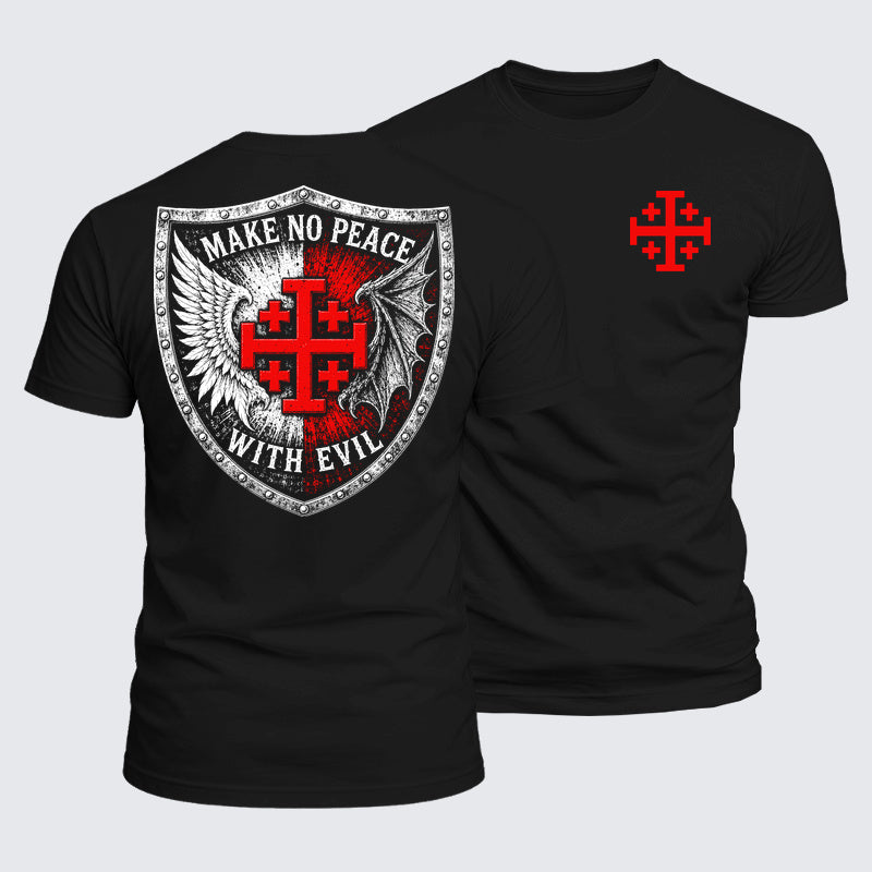 Luxe Mercerized Cotton Tee - Make No Peace with Evil Jerusalem Cross
