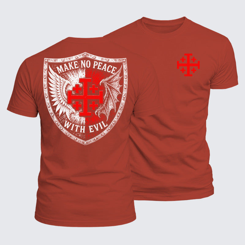 Luxe Mercerized Cotton Tee - Make No Peace with Evil Jerusalem Cross
