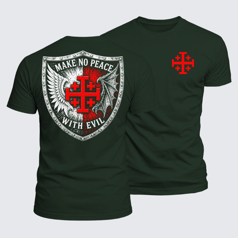 Luxe Mercerized Cotton Tee - Make No Peace with Evil Jerusalem Cross