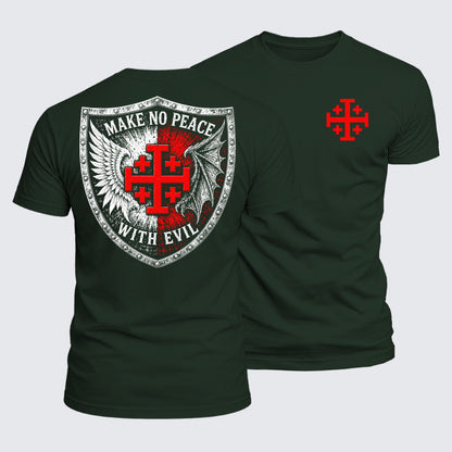 Luxe Mercerized Cotton Tee - Make No Peace with Evil Jerusalem Cross
