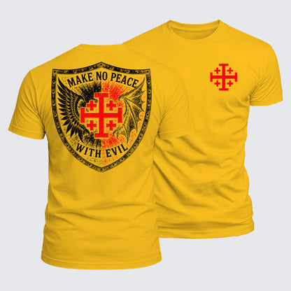 Luxe Mercerized Cotton Tee - Make No Peace with Evil Jerusalem Cross