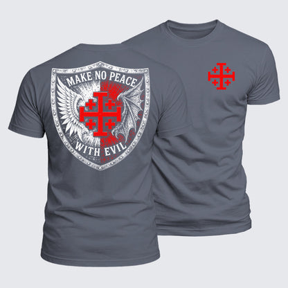 Luxe Mercerized Cotton Tee - Make No Peace with Evil Jerusalem Cross