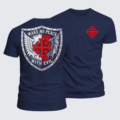 Luxe Mercerized Cotton Tee - Make No Peace with Evil Jerusalem Cross