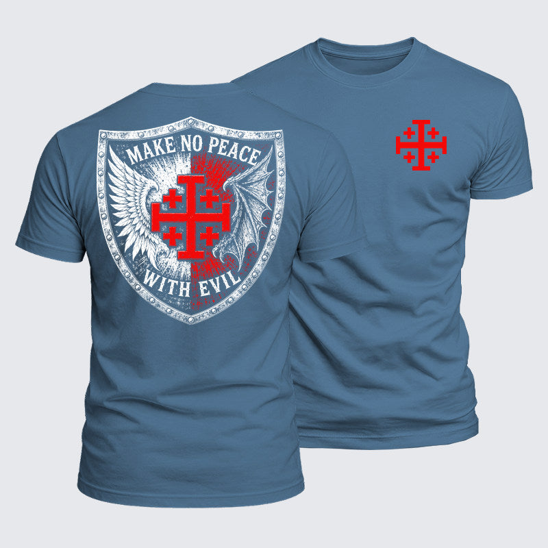 Luxe Mercerized Cotton Tee - Make No Peace with Evil Jerusalem Cross