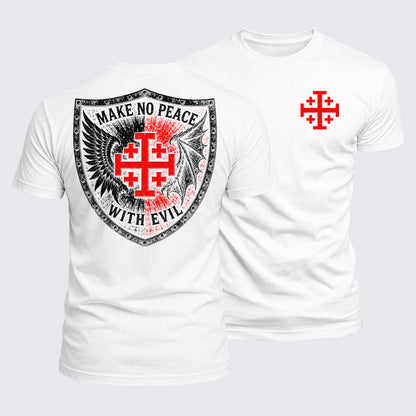 Luxe Mercerized Cotton Tee - Make No Peace with Evil Jerusalem Cross