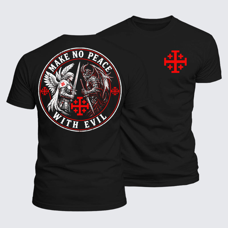 Luxe Mercerized Cotton Tee - Make No Peace with Evil  Jerusalem Cross