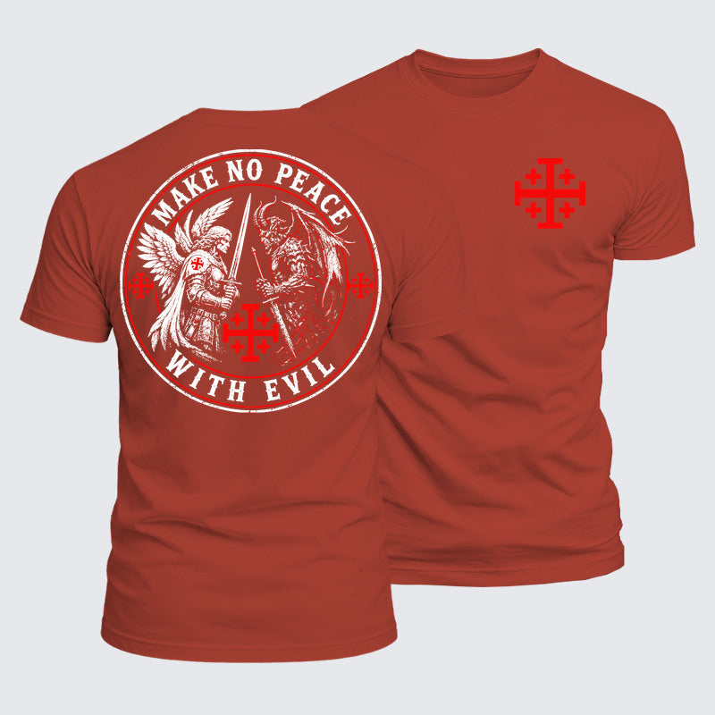 Luxe Mercerized Cotton Tee - Make No Peace with Evil  Jerusalem Cross