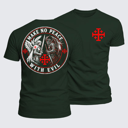 Luxe Mercerized Cotton Tee - Make No Peace with Evil  Jerusalem Cross