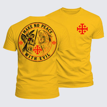Luxe Mercerized Cotton Tee - Make No Peace with Evil  Jerusalem Cross