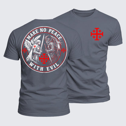 Luxe Mercerized Cotton Tee - Make No Peace with Evil  Jerusalem Cross