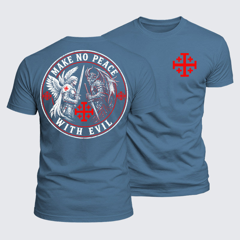 Luxe Mercerized Cotton Tee - Make No Peace with Evil  Jerusalem Cross