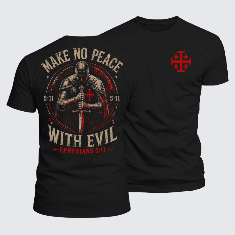 Luxe Mercerized Cotton Tee - Make No Peace with Evil Knight Templar Jerusalem Cross