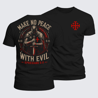 Luxe Mercerized Cotton Tee - Make No Peace with Evil Knight Templar Jerusalem Cross