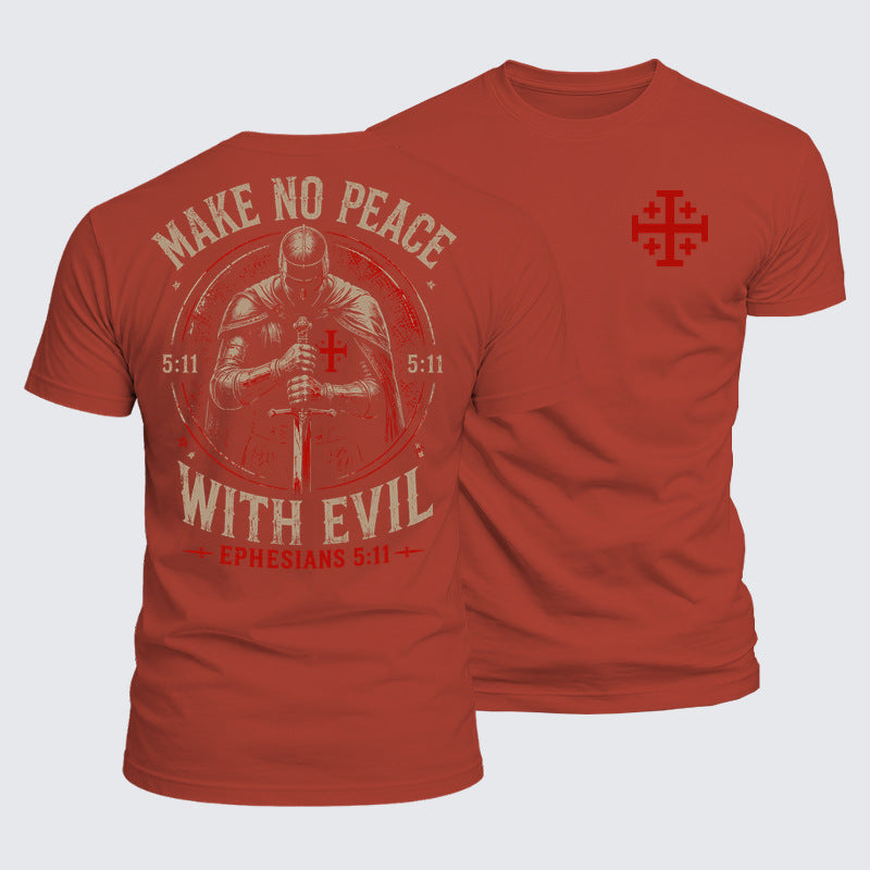 Luxe Mercerized Cotton Tee - Make No Peace with Evil Knight Templar Jerusalem Cross