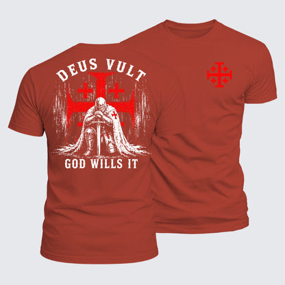 Luxe Mercerized Cotton Tee - Knights Templar Deus Vult