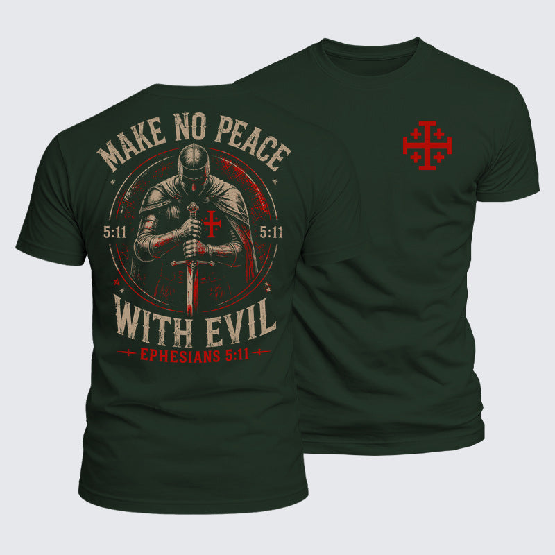 Luxe Mercerized Cotton Tee - Make No Peace with Evil Knight Templar Jerusalem Cross